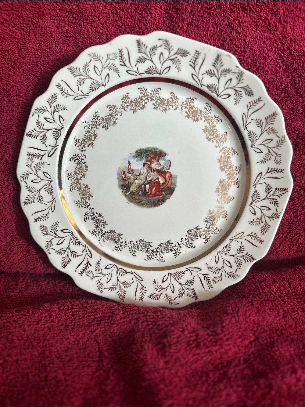 LIDO W S George White 22 Karat Gold Floral Trim 6 1/2” Plate